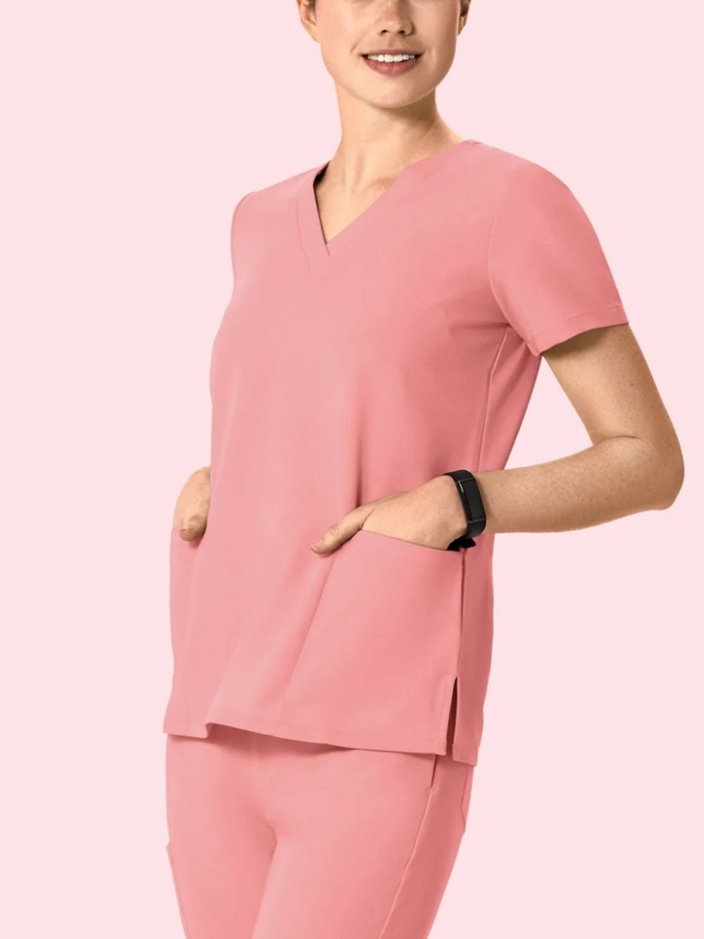 Mandala V neck 6-pocket Scrub Top Peony Short Sleeve NWOT